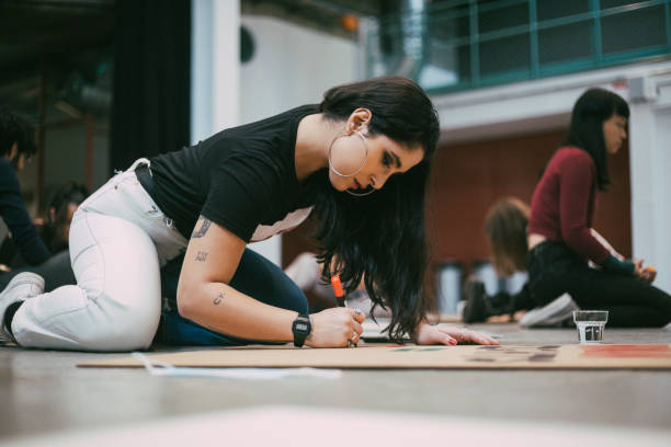 Female focusing on work